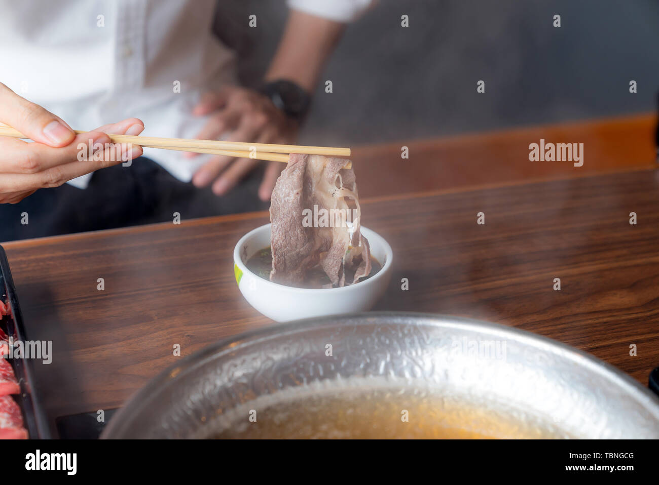 Cooking of japanese wagyu beef Shabu Shabu set hot pot Stock Photo Alamy