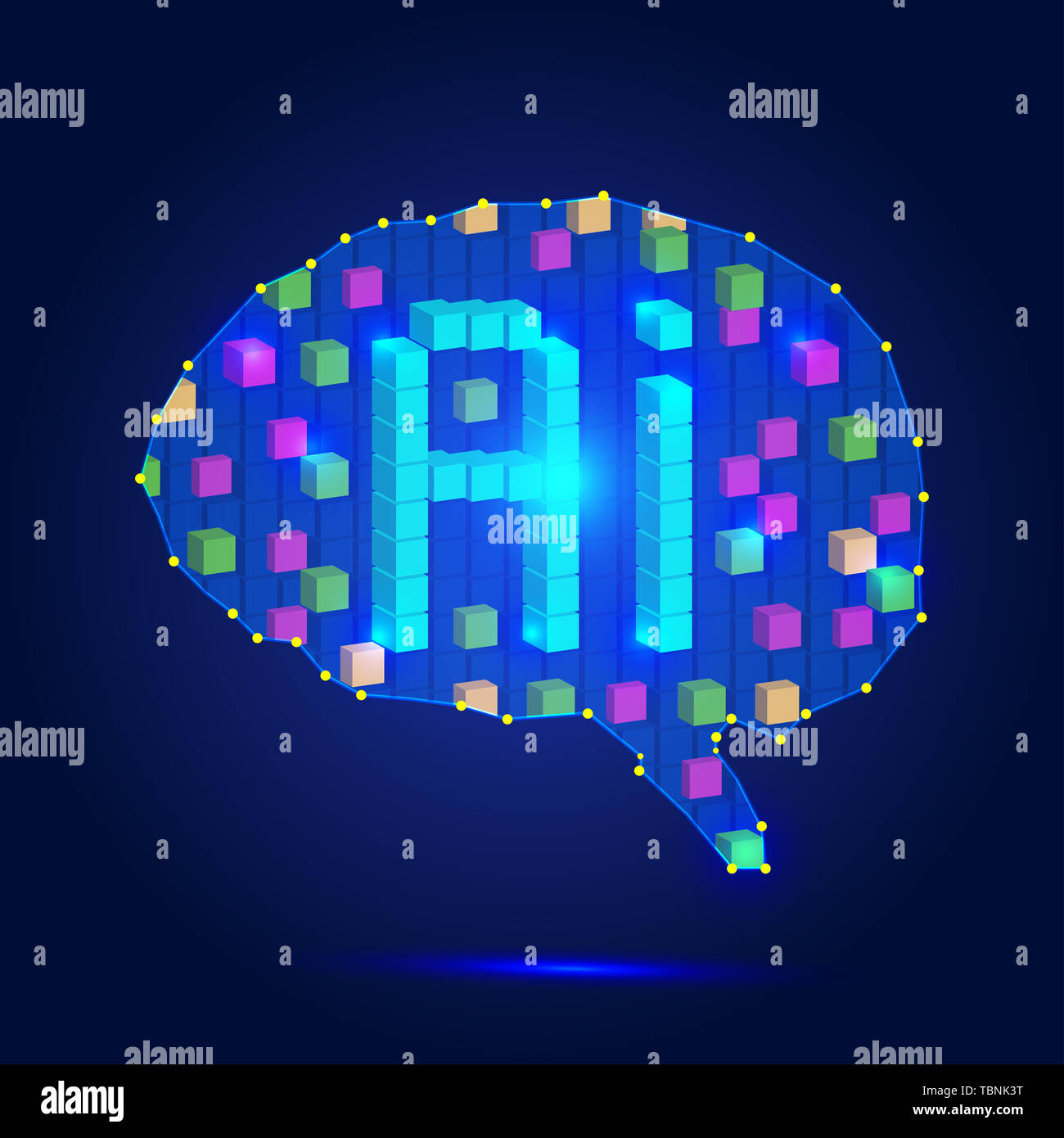 Abstract Brain, AI, Artificial Intelligence Concept Creative Illustration Stock Photo