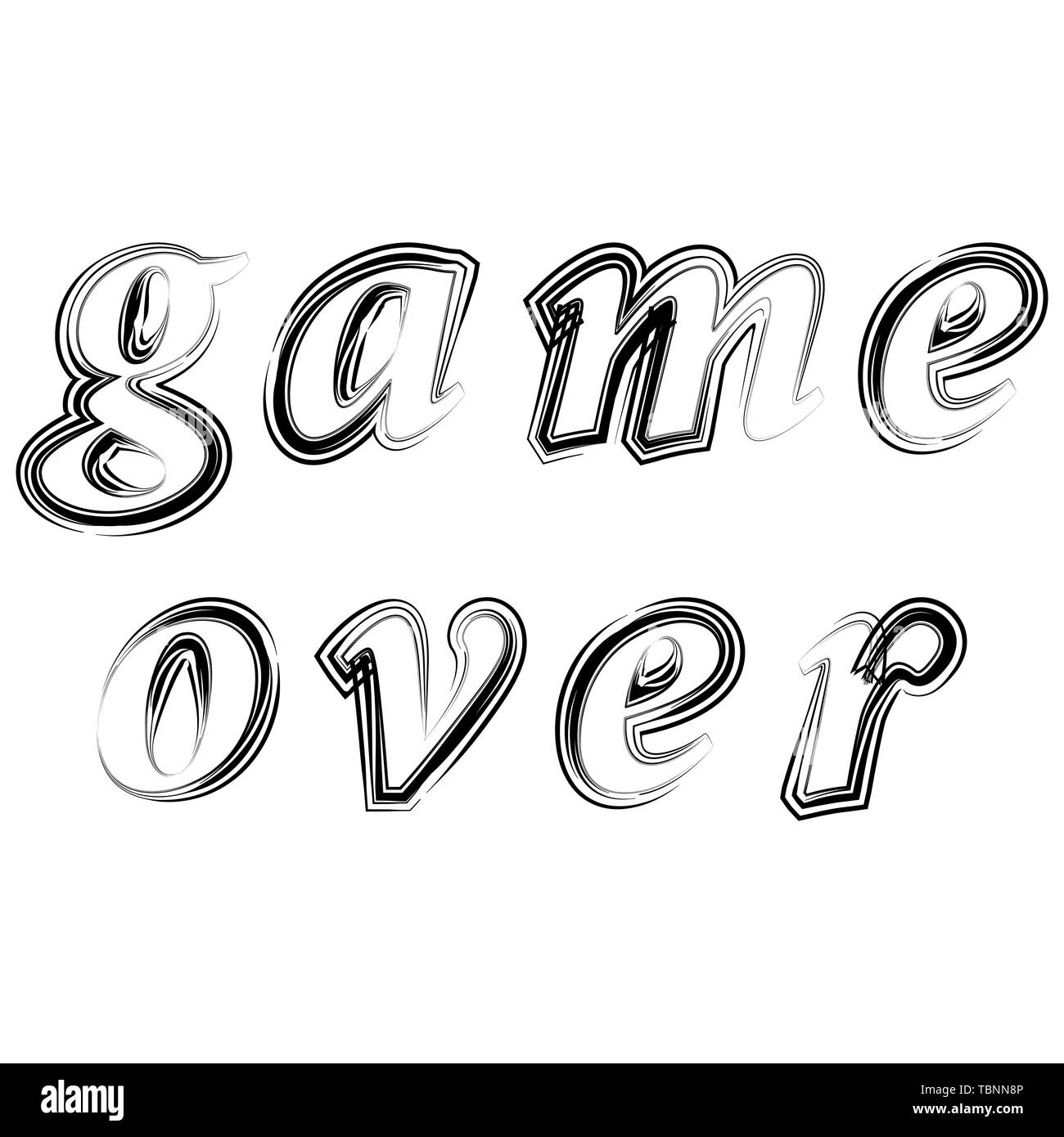 Ink Grunge Game Over Sign. Gaming Concept. Video Game Screen. Typography Design Poster with Lettering Stock Photo