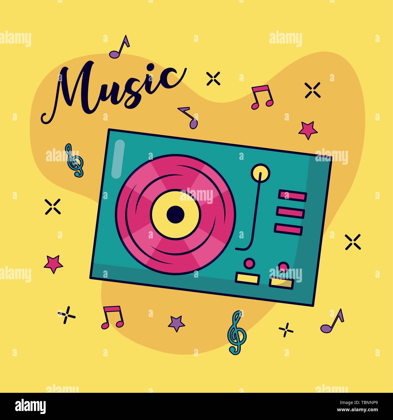 turntable vinyl record music colorful background Stock Vector Image ...