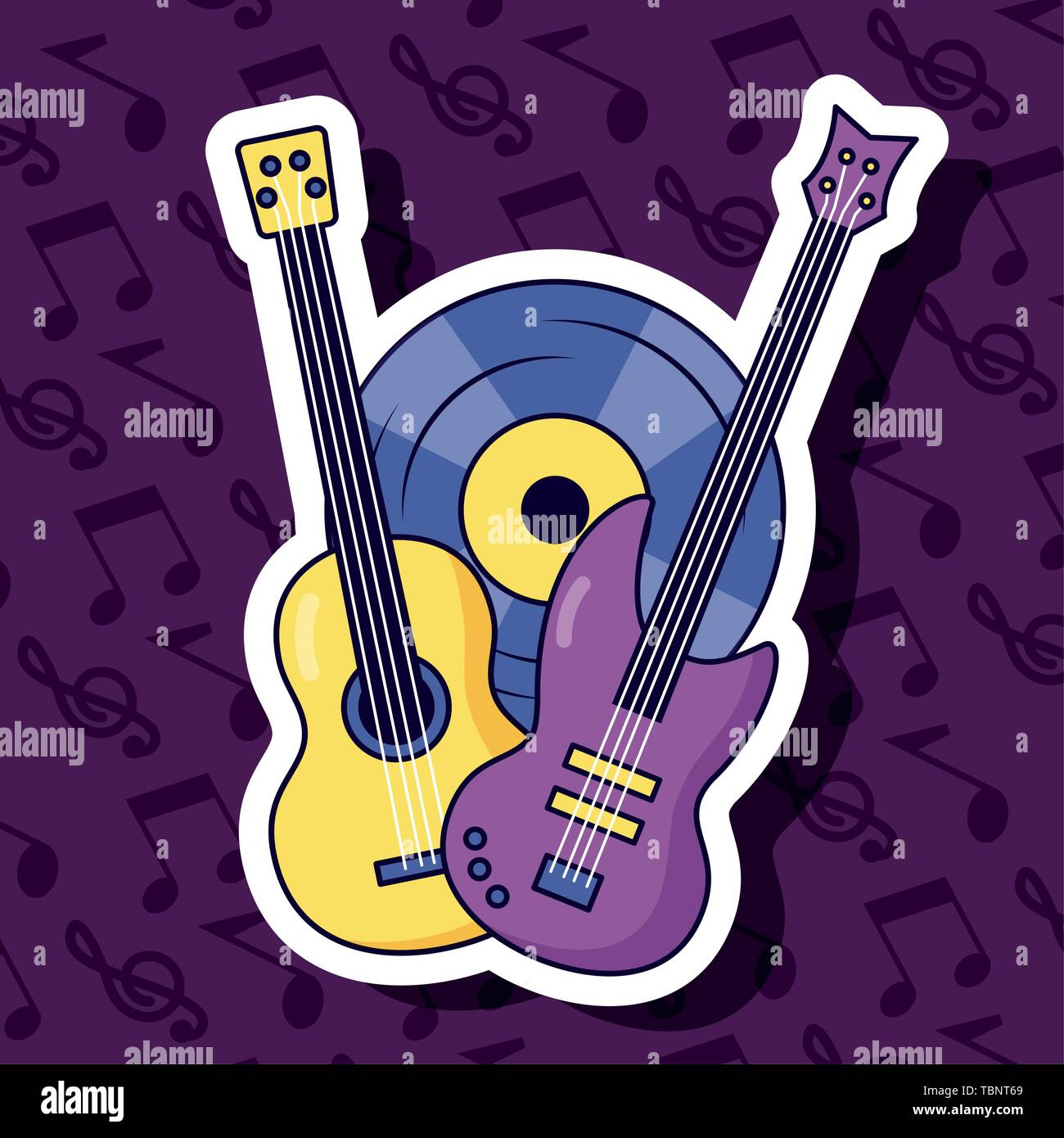electric and classical guitar vinyl music colorful background Stock Vector Image & Art Alamy