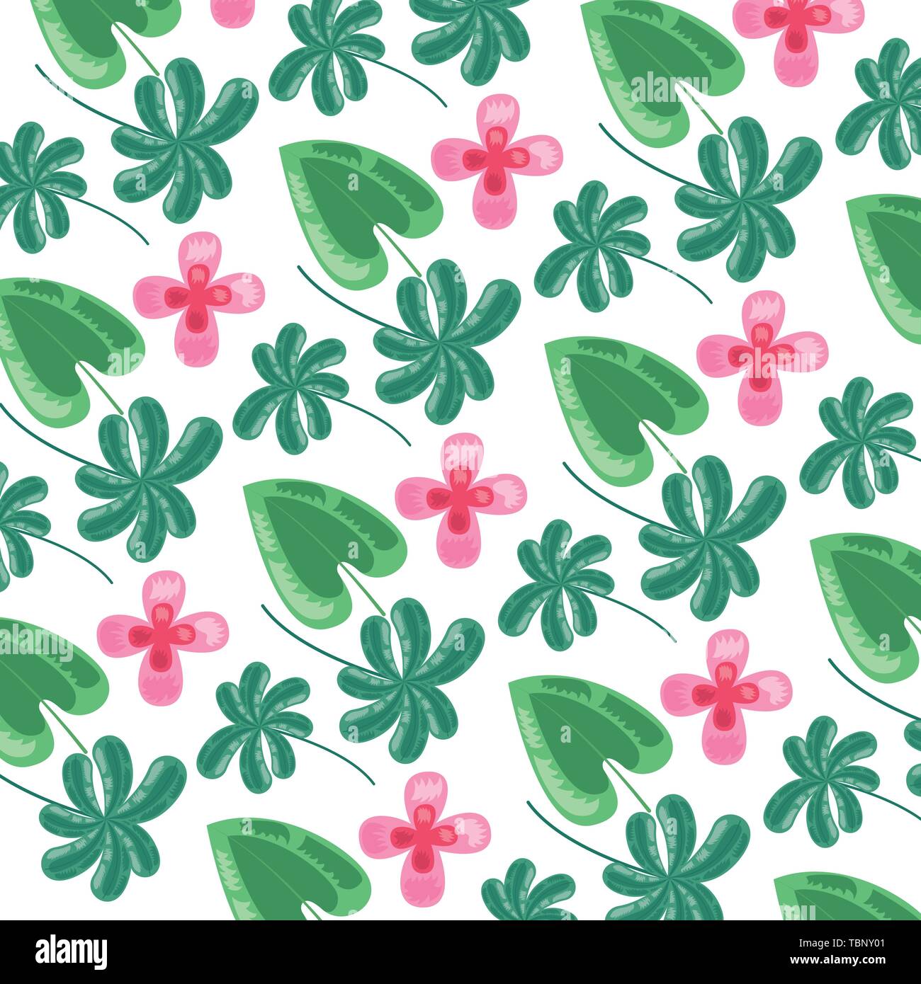 tropical flowers leaves foliage background Stock Vector Image & Art - Alamy