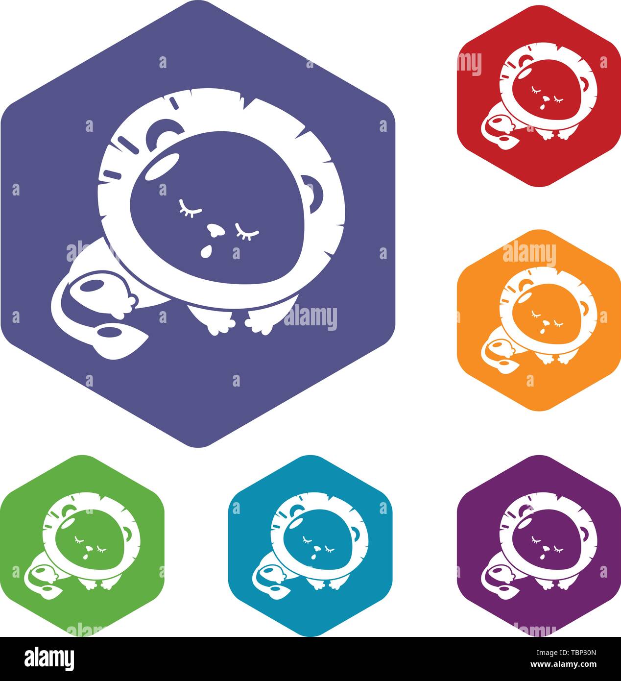 Sleeping lion icons vector hexahedron Stock Vector