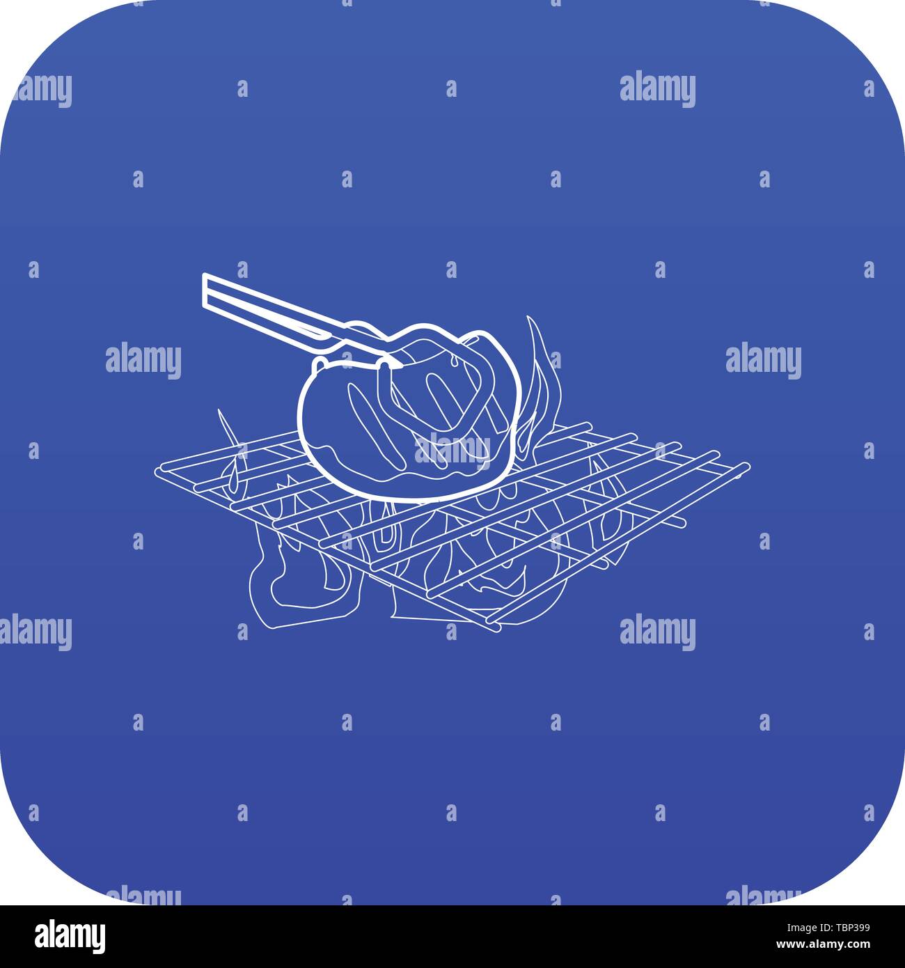 Cooking beef on barbecue icon blue vector Stock Vector Image & Art - Alamy