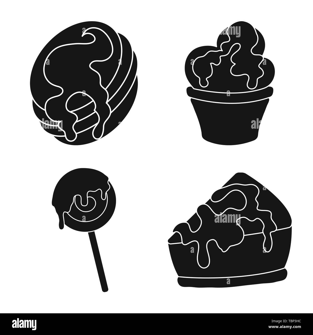 Vector illustration of sweetness and product icon. Set of sweetness and ...