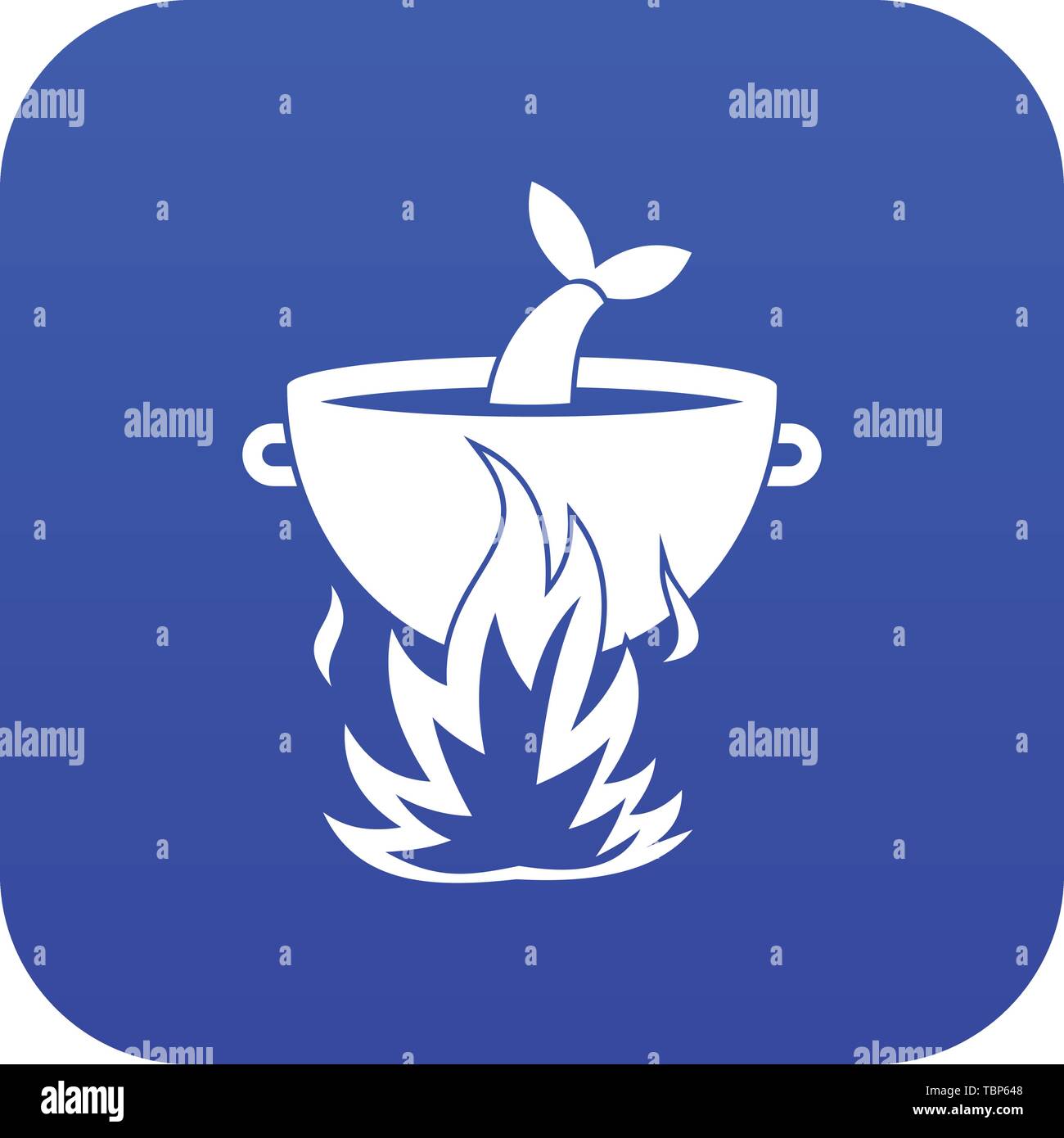 Fish soup on a fire icon digital blue Stock Vector