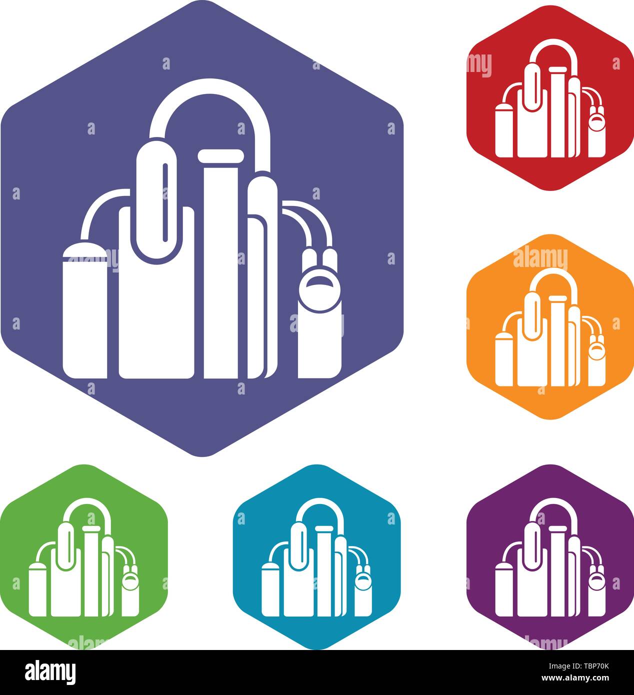 Factory icons vector hexahedron Stock Vector