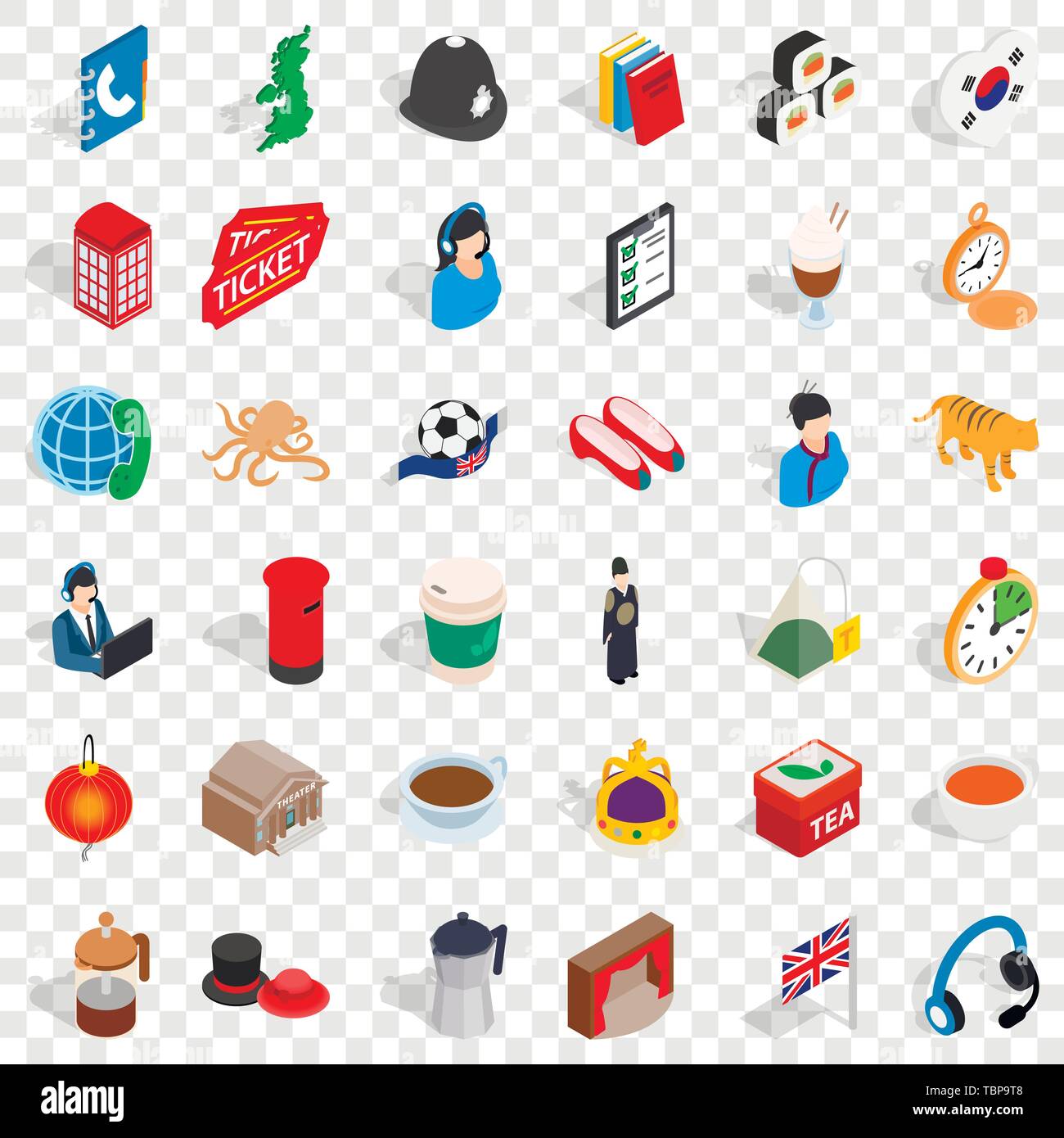 Tablet icons set, isometric style Stock Vector