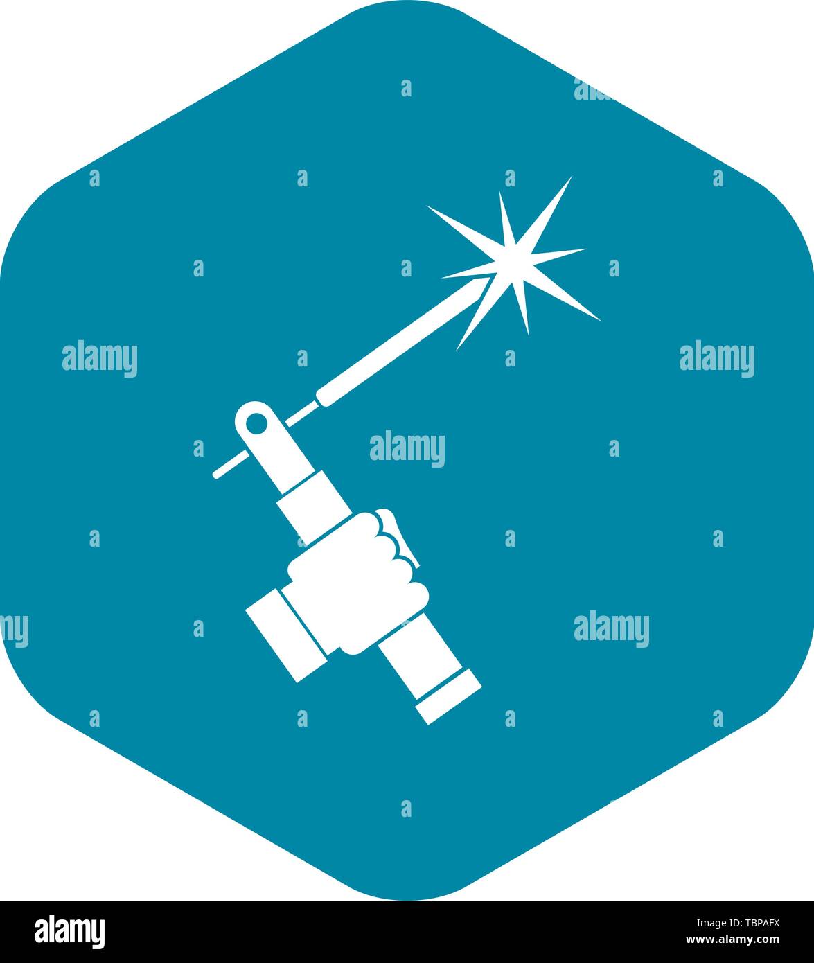 Mig welding torch in hand icon simple Stock Vector