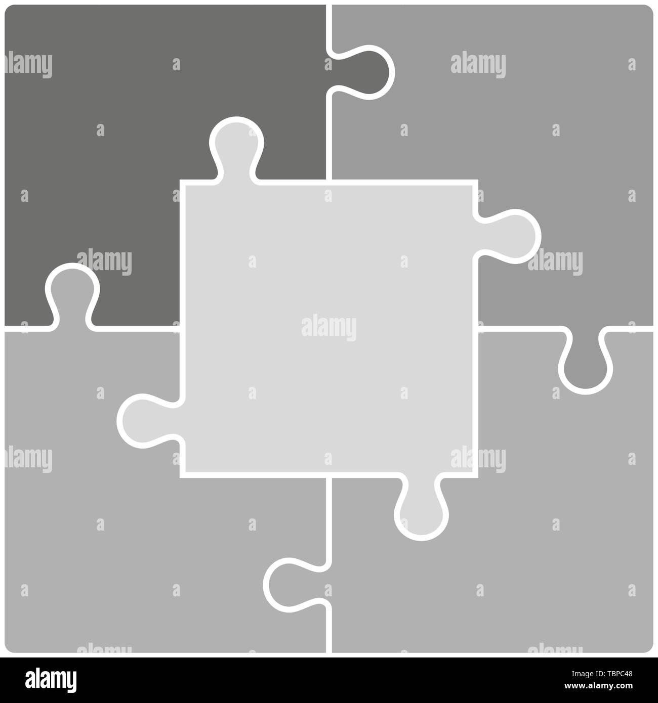 Color Puzzle set of five pieces. Vector illustration Stock Vector Image