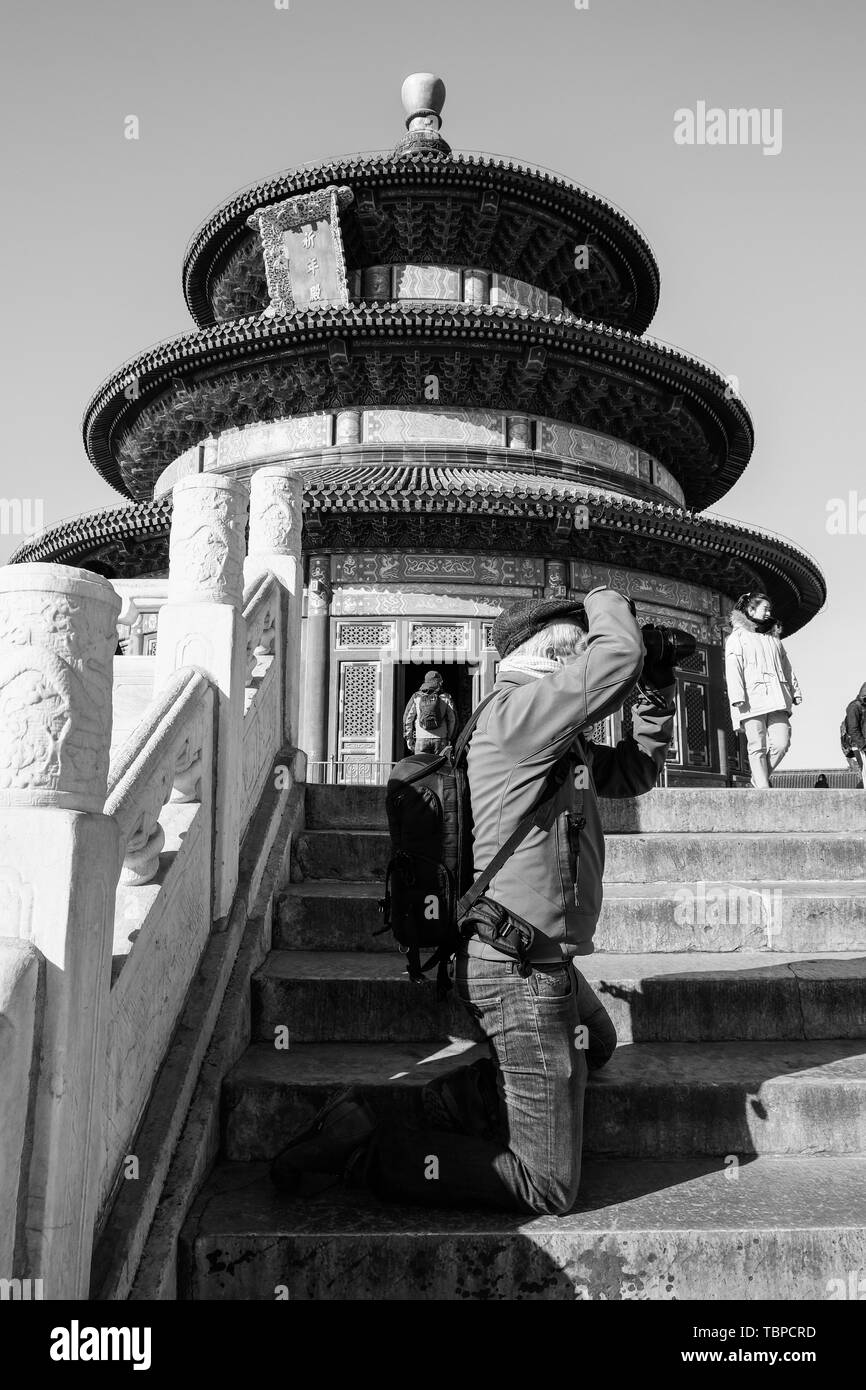 Black and white Temple of Heaven Stock Photo - Alamy