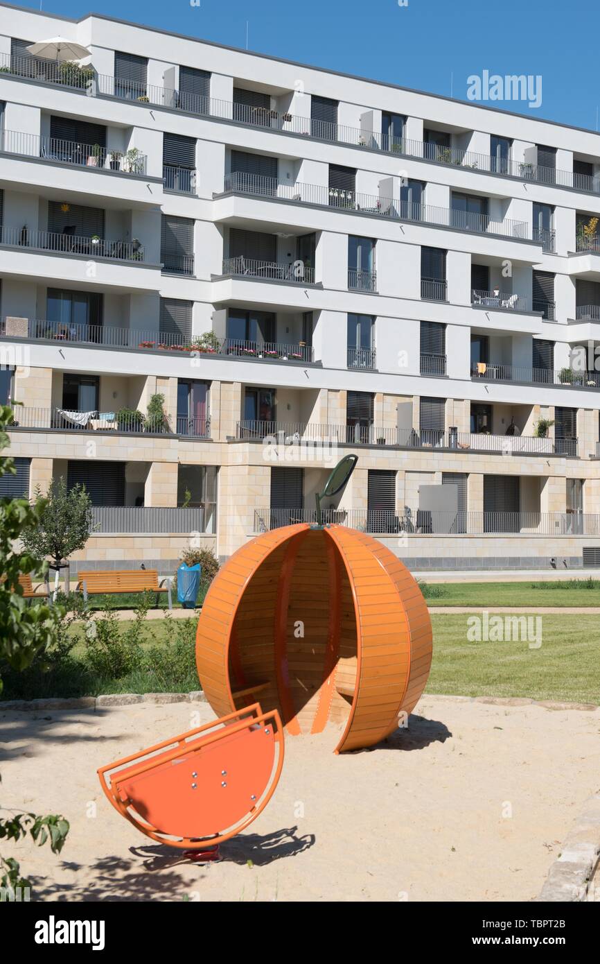 Dresden, Germany. 03rd June, 2019. View of rental apartments in the