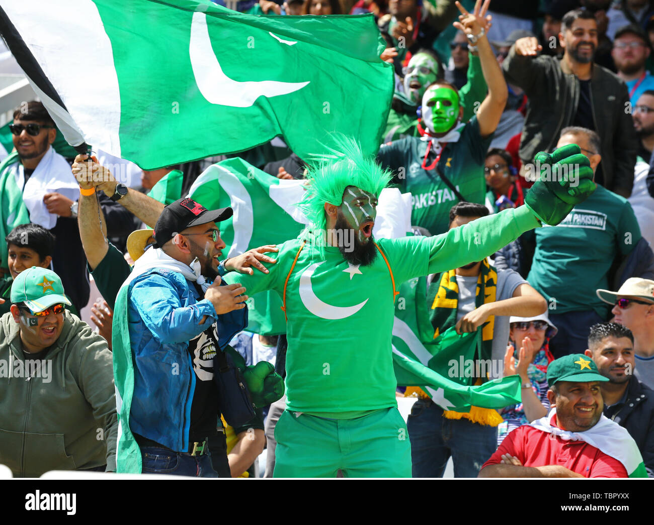 NOTTINGHAM, ENGLAND. 03 JUNE 2019: A general view of Pakistan fans during the England v Pakistan, ICC Cricket World Cup match, at Trent Bridge, Nottingham, England. Credit: Cal Sport Media/Alamy Live News Stock Photo