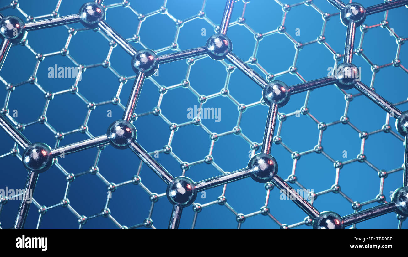 3d Illustration structure of the graphene or carbon surface, abstract ...