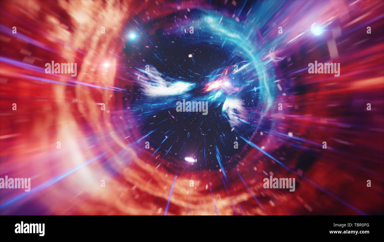 Travel through a wormhole through time and space filled with millions