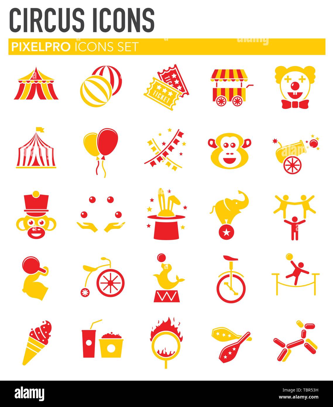 Circus related icons set on background for graphic and web design ...
