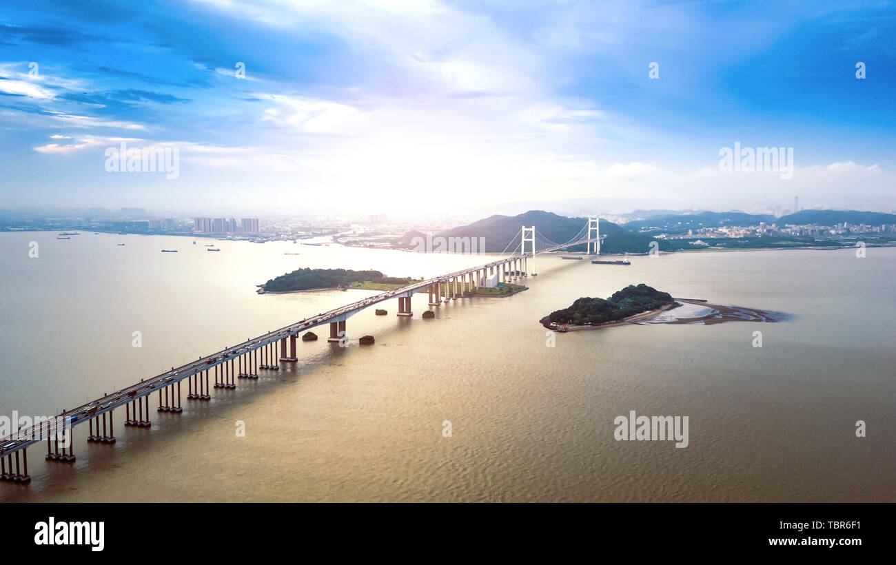 The scenery of Humen Bridge in Guangdong Province Stock Photo