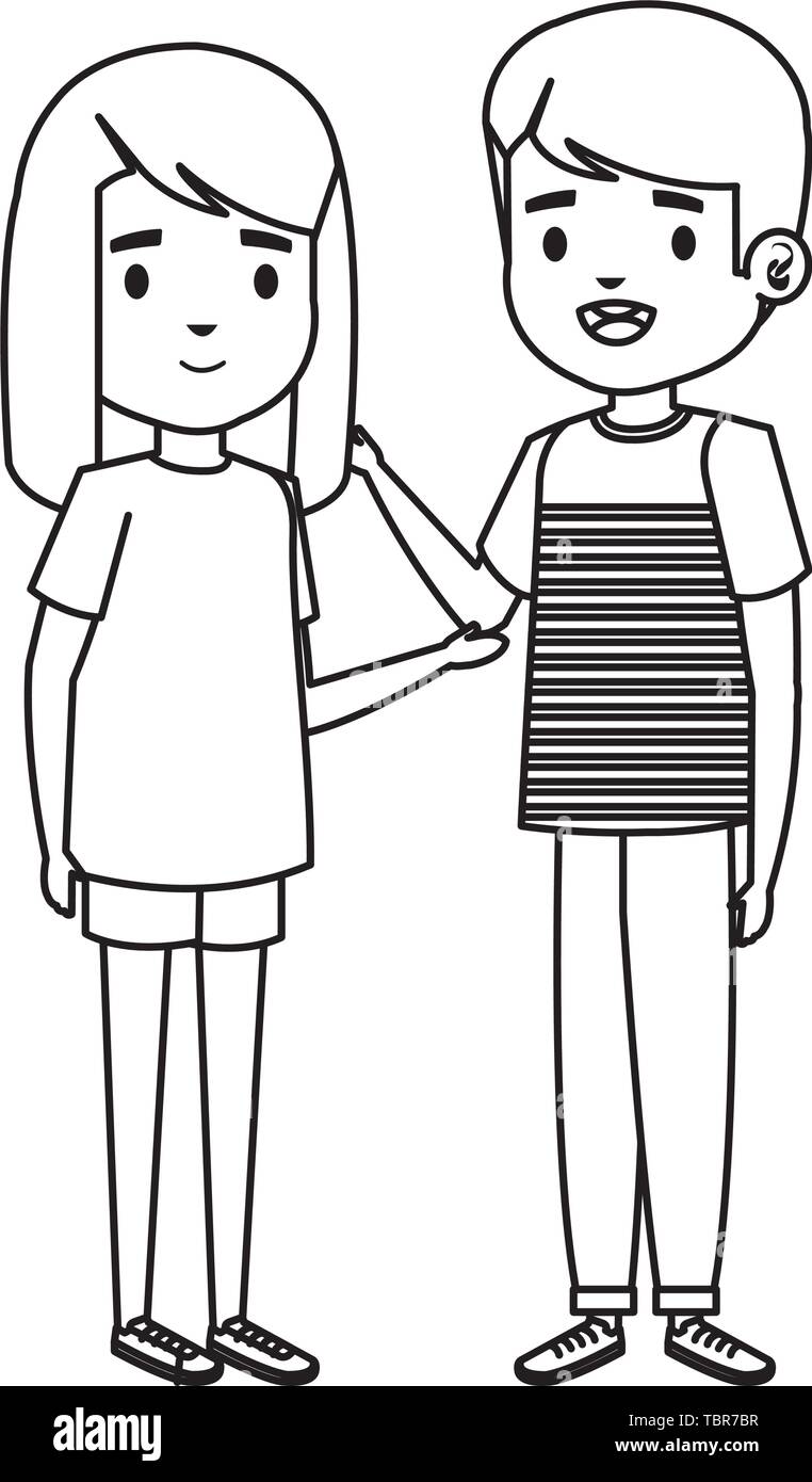 cute little kids couple characters Stock Vector Image & Art - Alamy