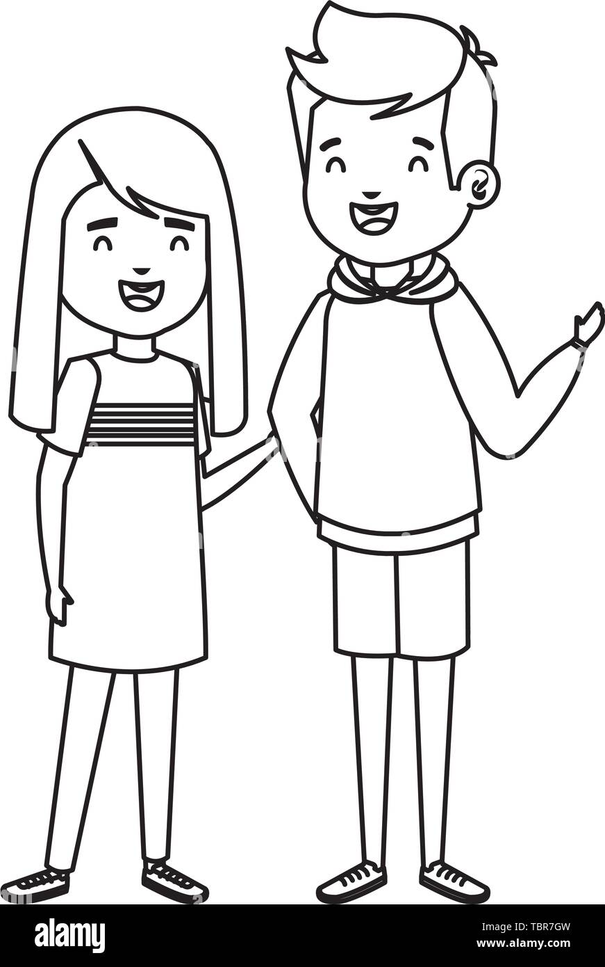 cute little kids couple characters Stock Vector Image & Art - Alamy