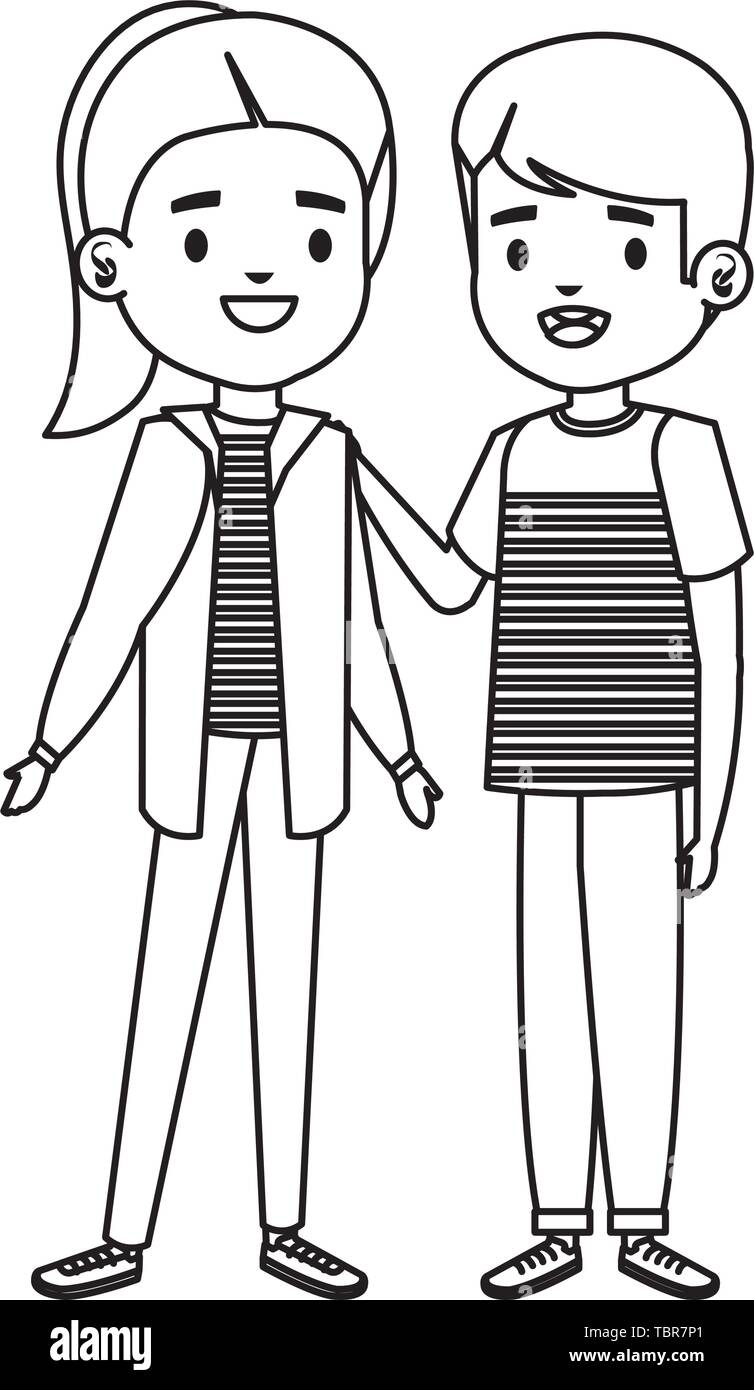 cute little kids couple characters Stock Vector Image & Art - Alamy