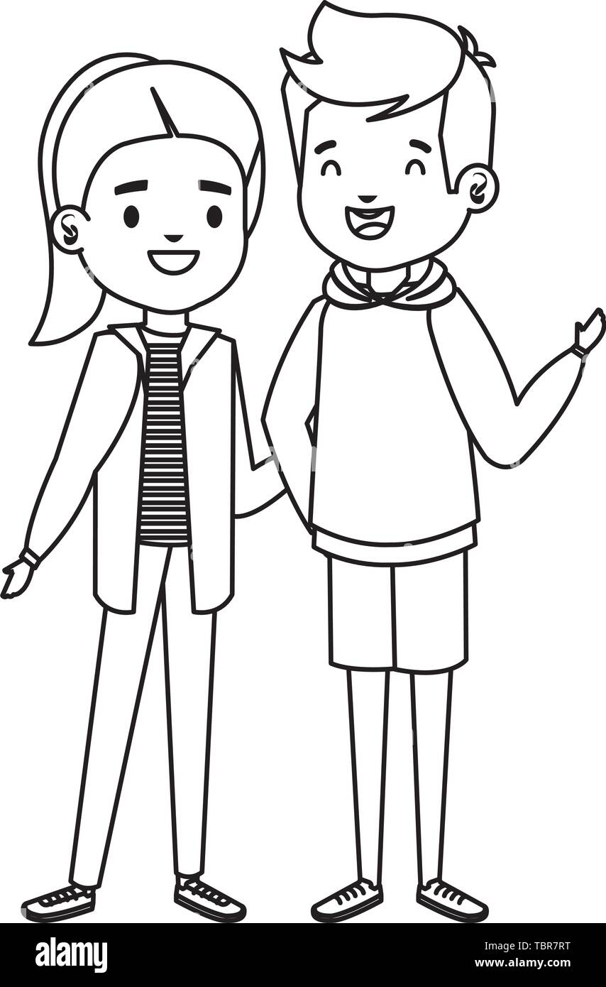 cute little kids couple characters Stock Vector Image & Art - Alamy
