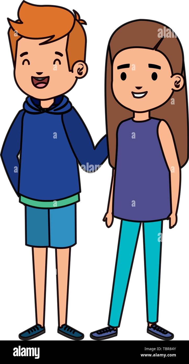 cute little kids couple characters Stock Vector Image & Art - Alamy