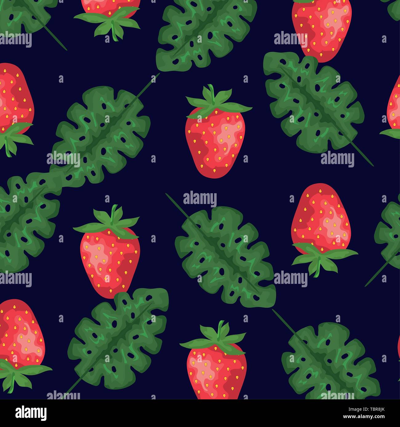 strawberry fruits and leaves plants background Stock Vector Image & Art