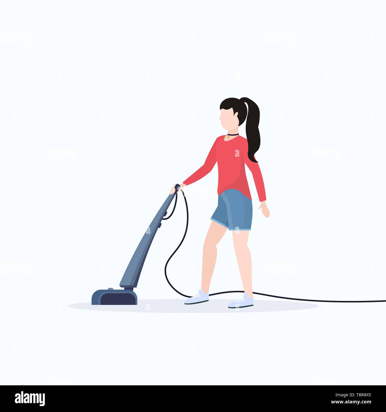 woman using vacuum cleaner housewife cleaning service housework floor