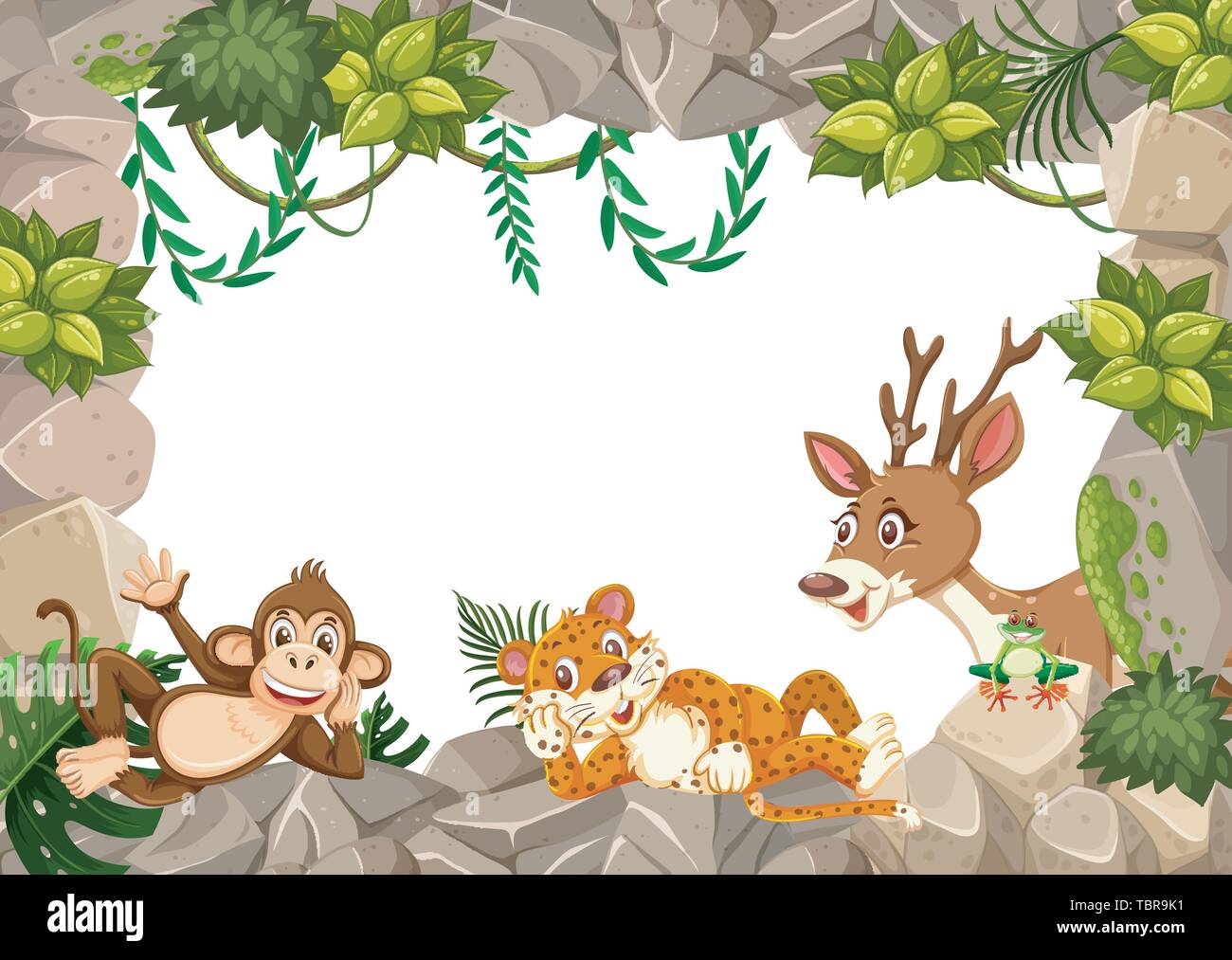 Wild animal on nature template illustration Stock Vector Image & Art ...