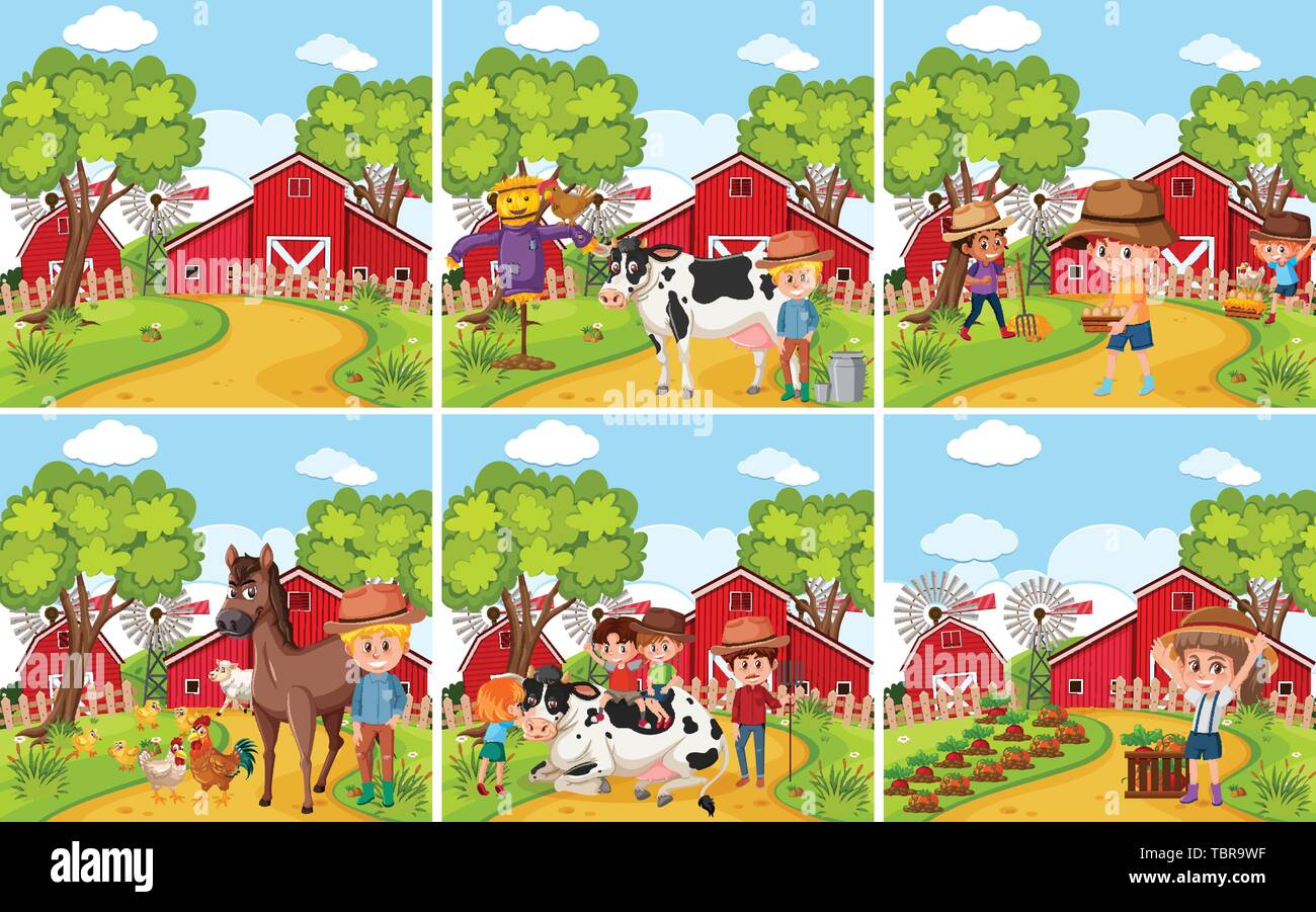 Set of rural farmland illustration Stock Vector Image & Art - Alamy
