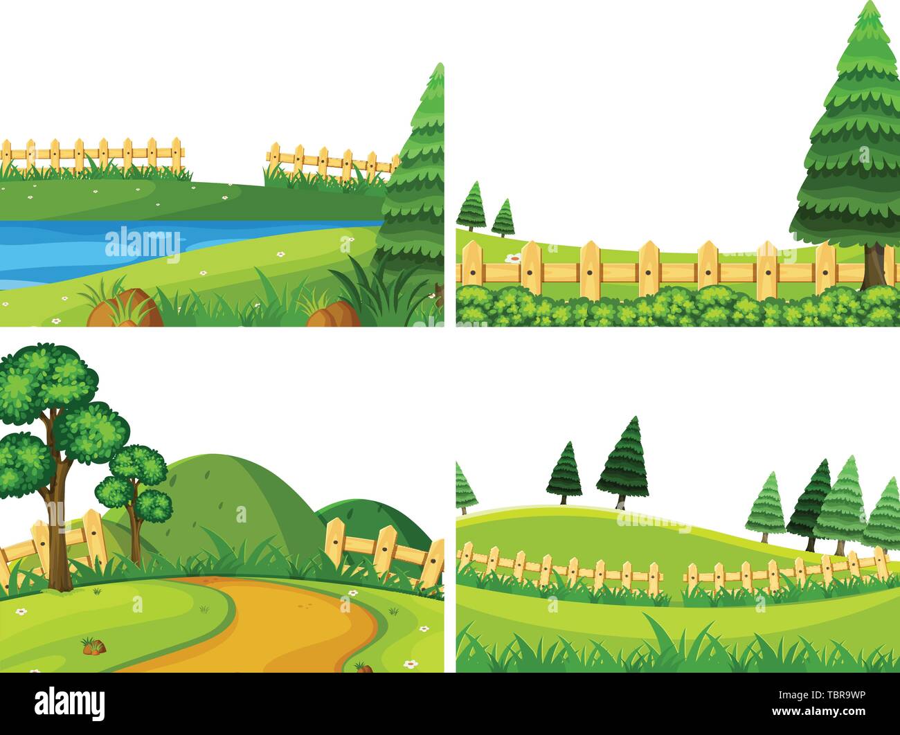 Set of nature landscape illustration Stock Vector Image & Art - Alamy