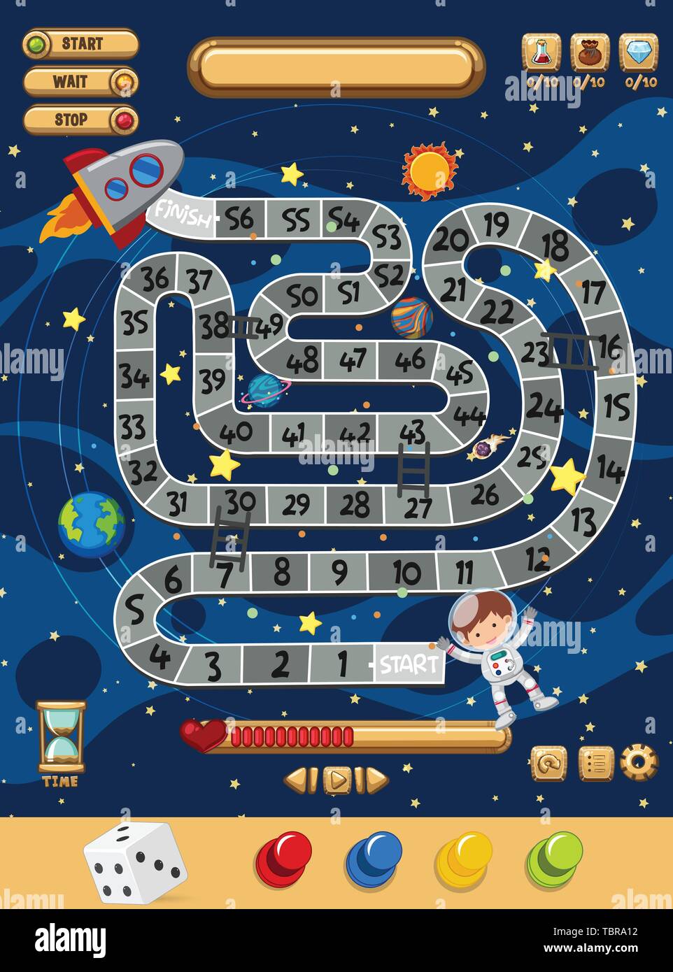 Game template space theme illustration Stock Vector