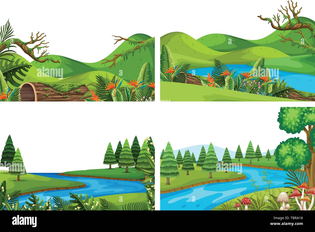 Set of nature landscape illustration Stock Vector Image & Art - Alamy