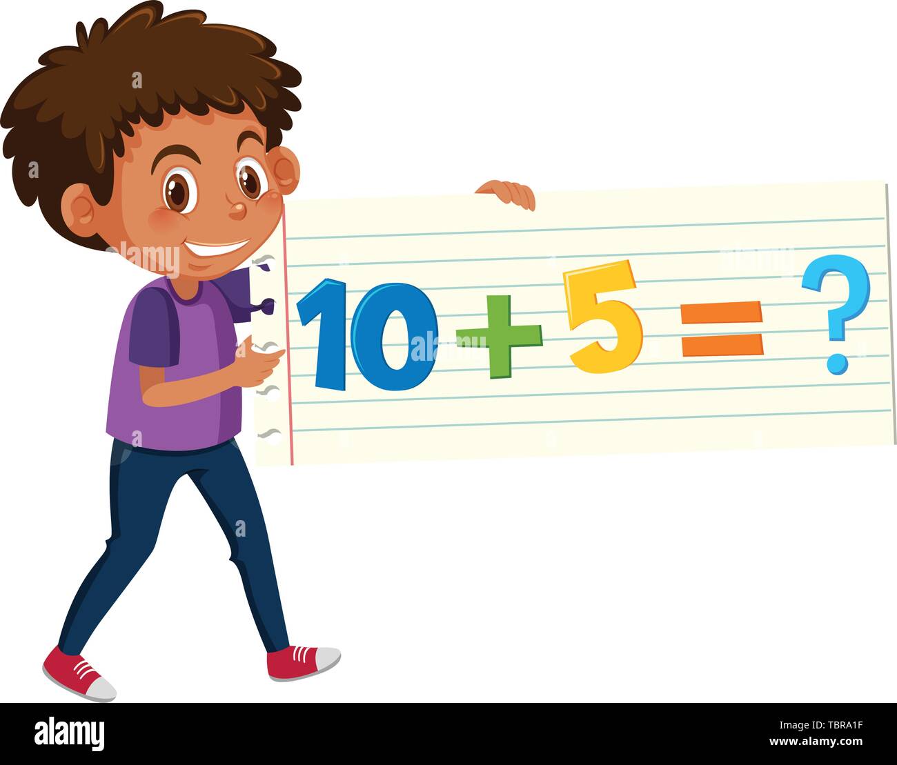 A boy holding math question card illustration Stock Vector Image & Art ...