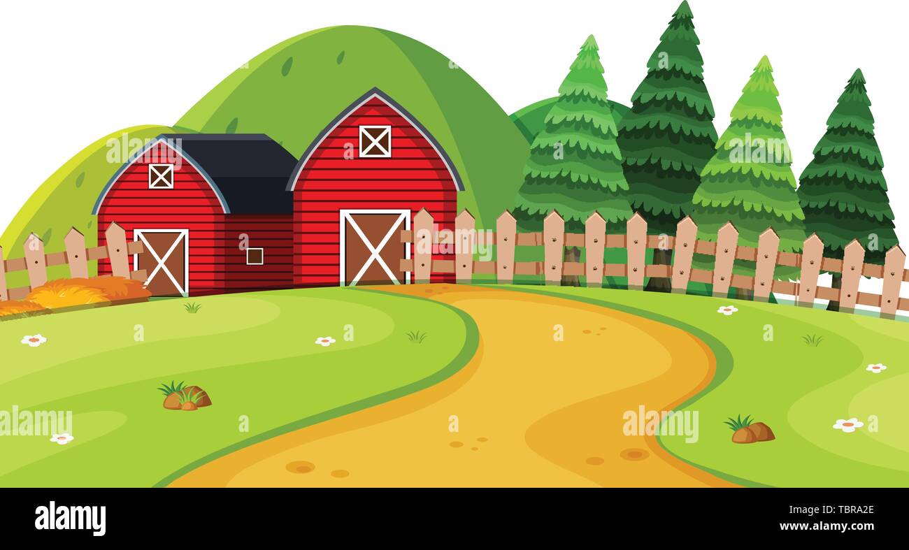 A rural country landscape illustration Stock Vector Image & Art - Alamy