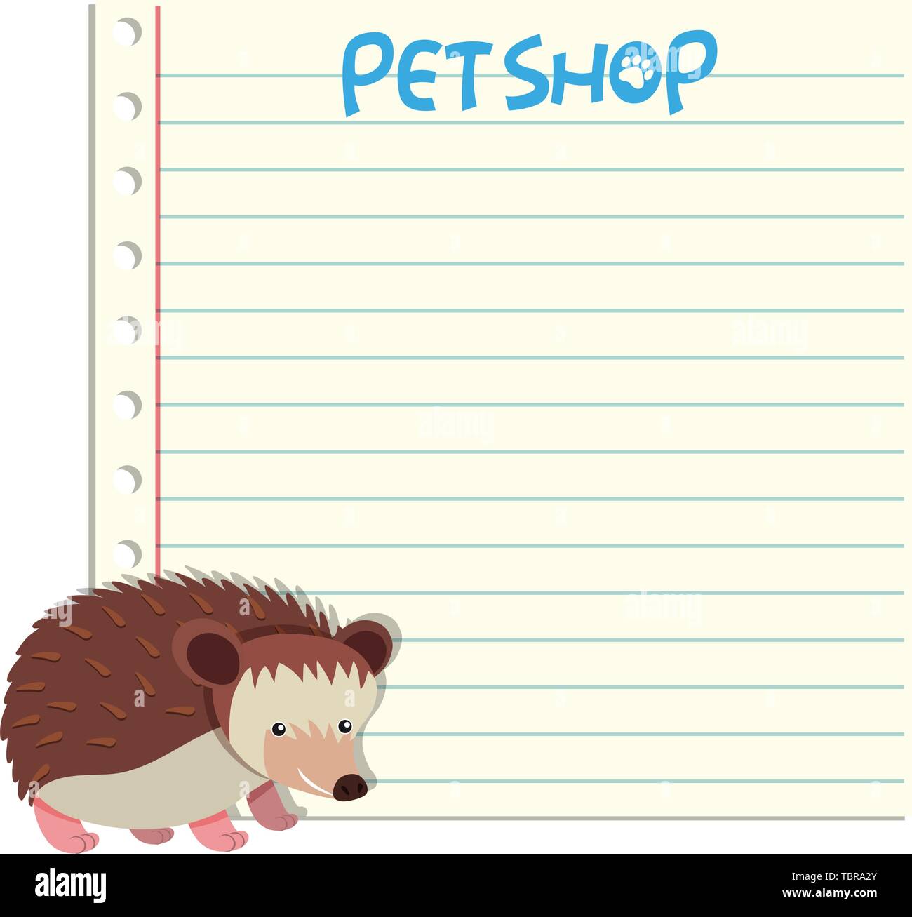 Hedgehog on note template illustration Stock Vector Image &amp; Art - Alamy