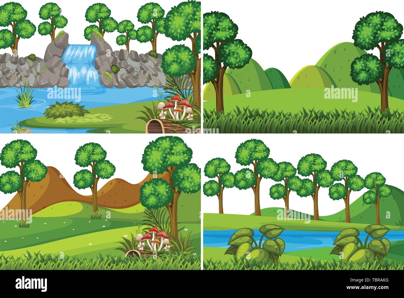 Set of nature landscape illustration Stock Vector Image & Art - Alamy