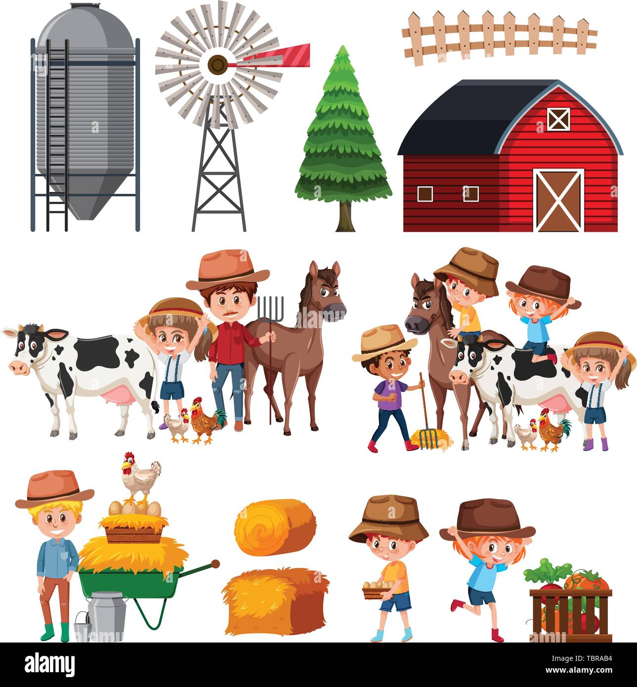 Set of farm landscape illustration Stock Vector Image & Art - Alamy