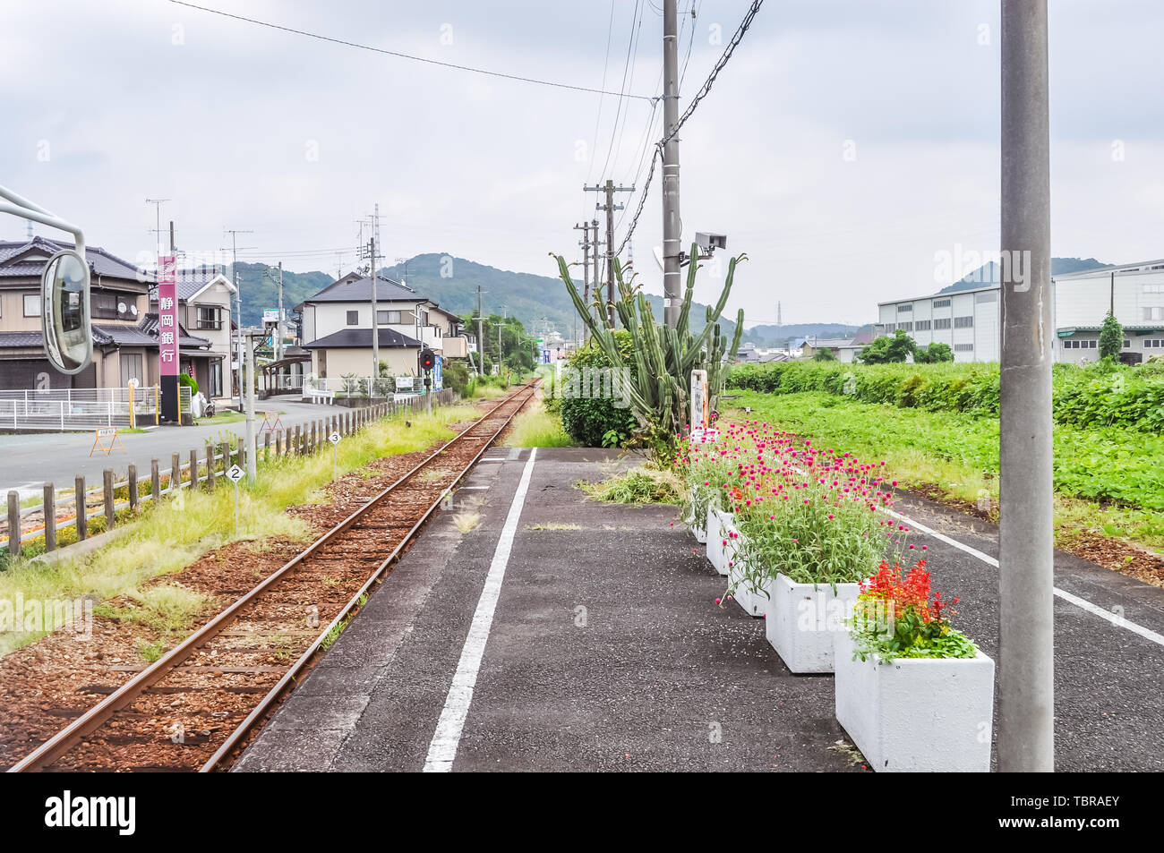 Scenery of rural railway tracks in Japan Stock Photo - Alamy