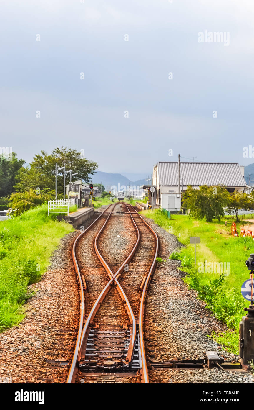Scenery of rural railway tracks in Japan Stock Photo Alamy