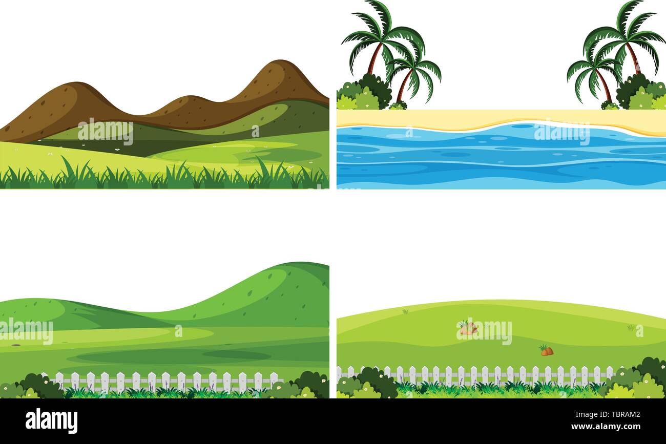 Set of nature landscape illustration Stock Vector Image & Art - Alamy