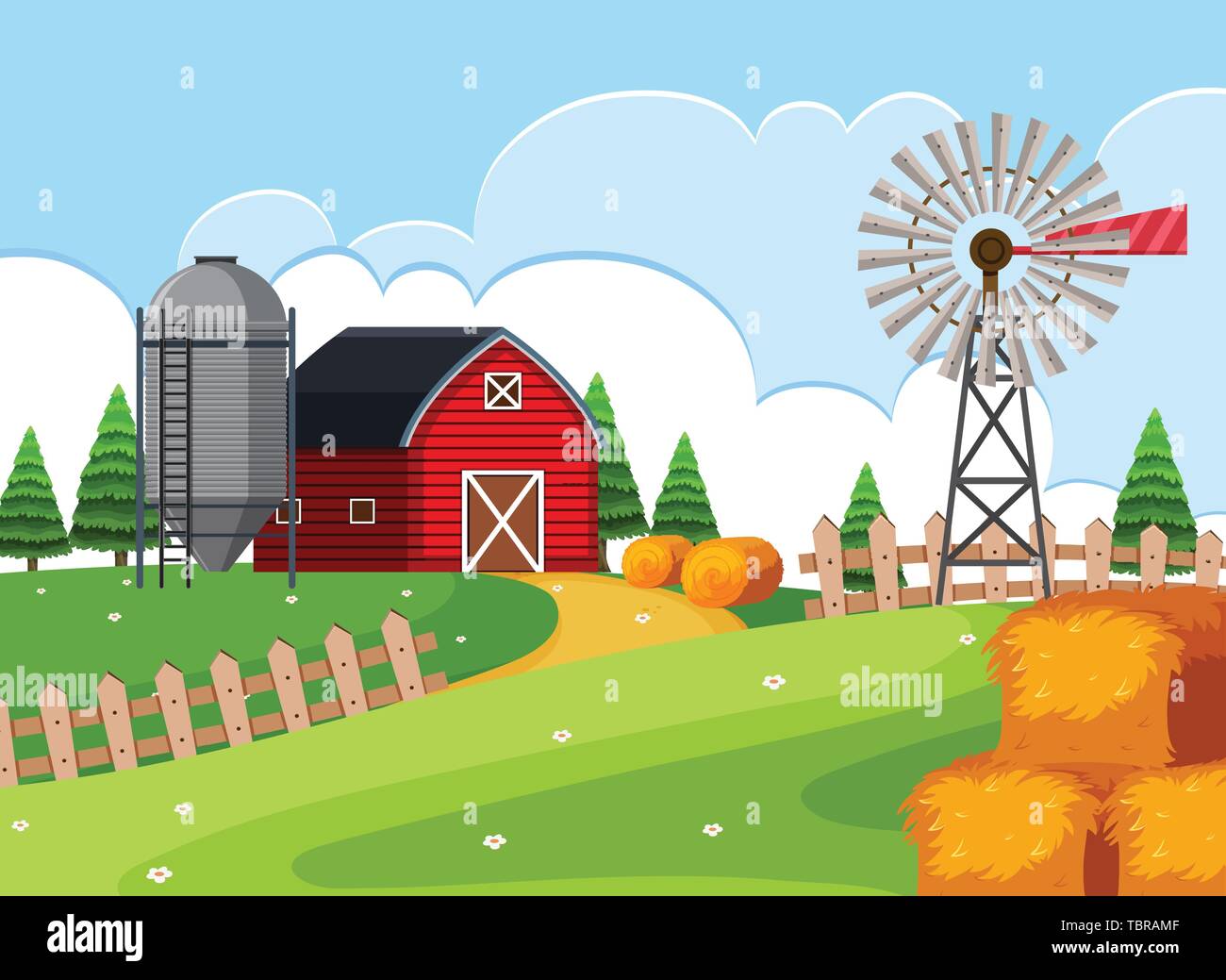 A rural farmland landscape illustration Stock Vector Image & Art - Alamy