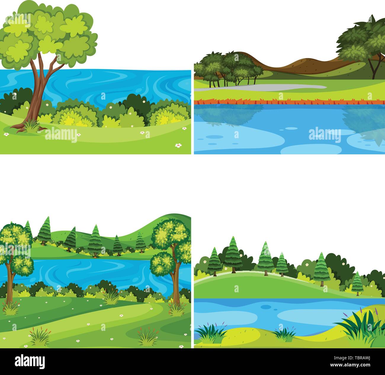 Set of nature landscape illustration Stock Vector Image & Art - Alamy