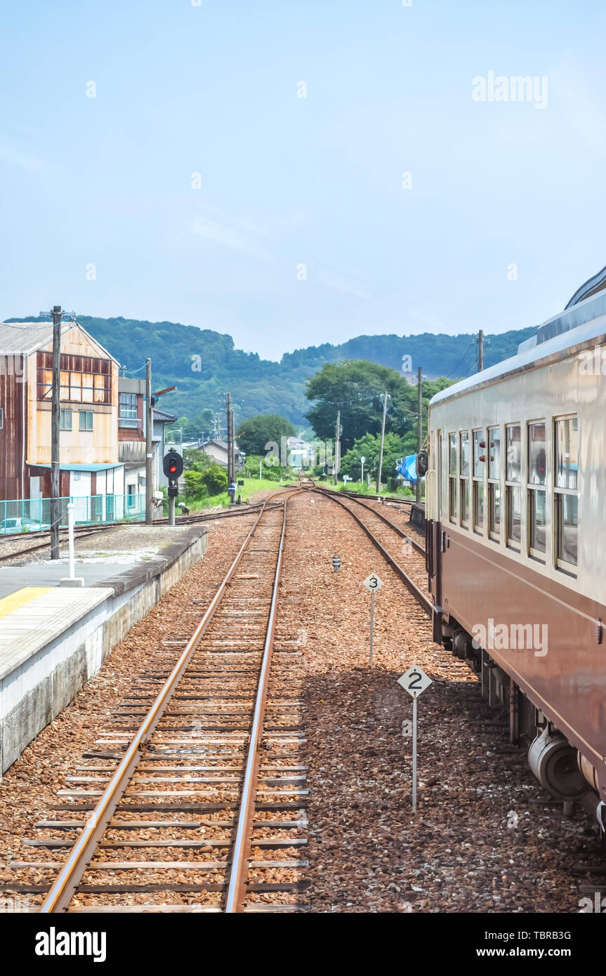 Scenery of rural railway tracks in Japan Stock Photo Alamy