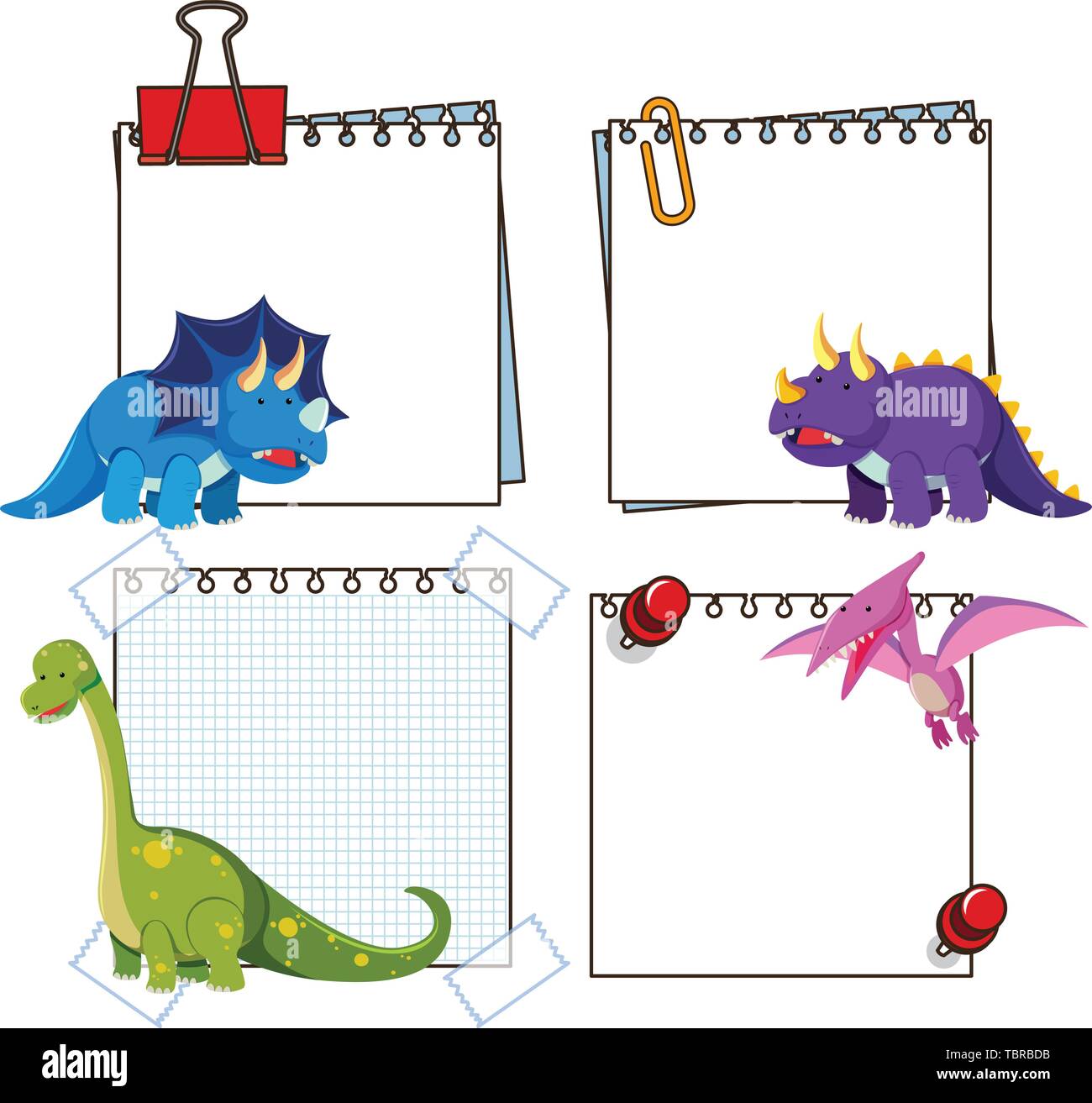 Set of dinosaur paper template illustration Stock Vector Image &amp; Art ...