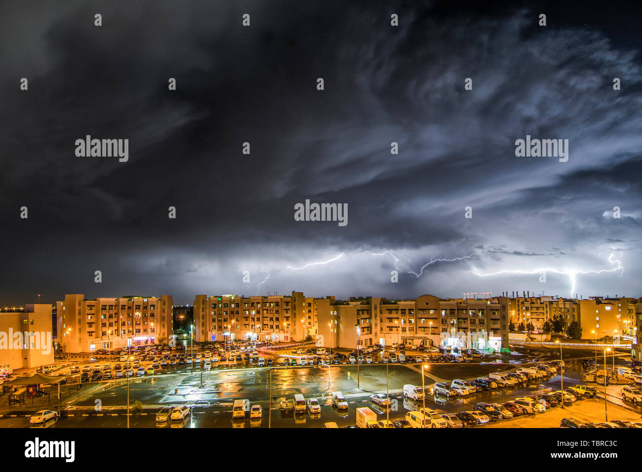 A thunderous city. Stock Photo