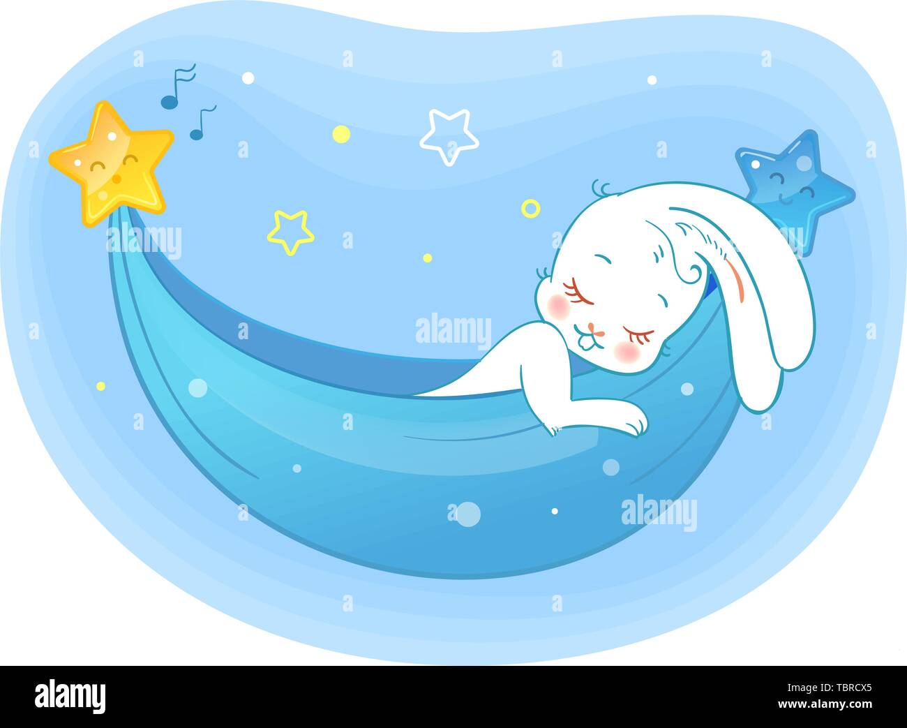 Baby rabbit sleeping in a hammock. Realistic cartoon Vector ...