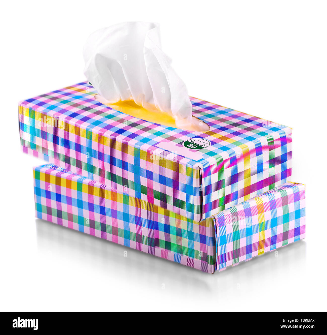 colored box with paper napkins on white background Stock Photo - Alamy