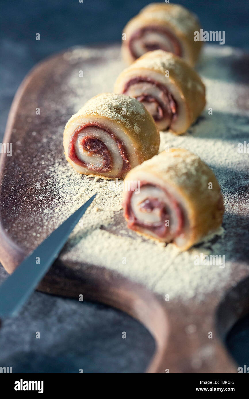 Traditional snacks, donkeys roll Stock Photo Alamy