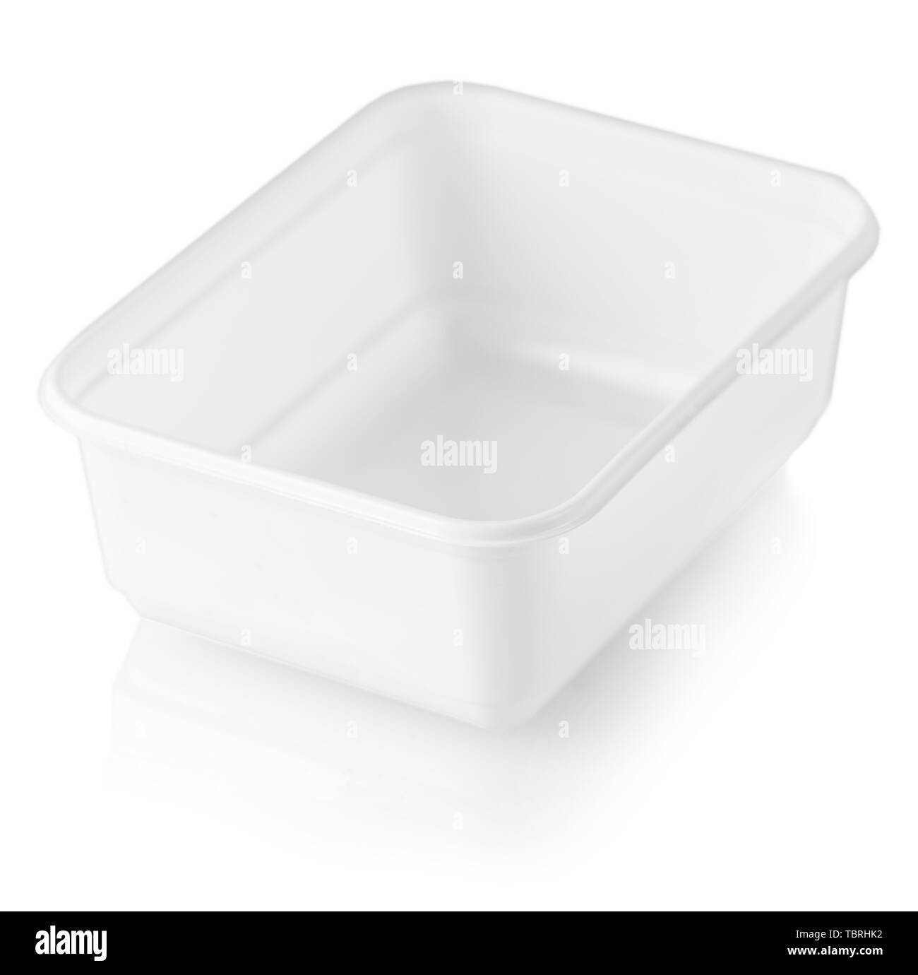 Plastic food box isolated on white background. Stock Photo